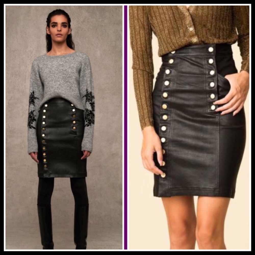 MW Lamb-Leather Ella MIDI Pencil Skirt (0-Xs) RARE - Picture 4 of 10